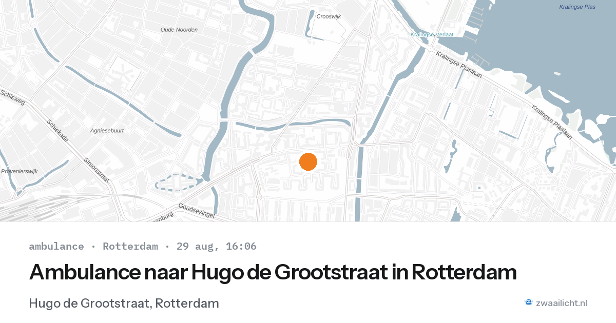 Ambulance naar Hugo de Grootstraat in Rotterdam — 29 aug 2026