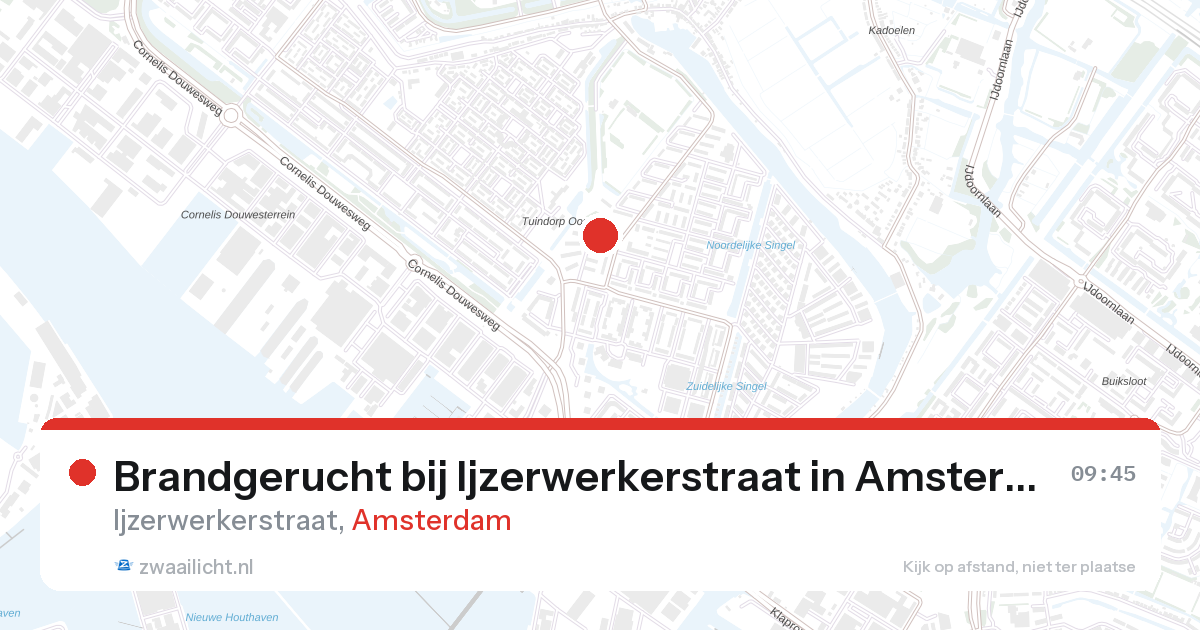 Brandgerucht bij Ijzerwerkerstraat in Amsterdam — 27 aug 2026