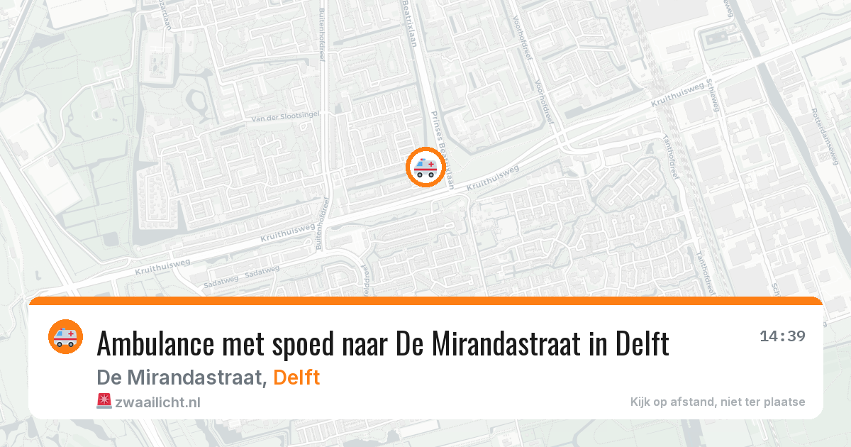 Ambulance met spoed naar De Mirandastraat in Delft — 25 mei 2026