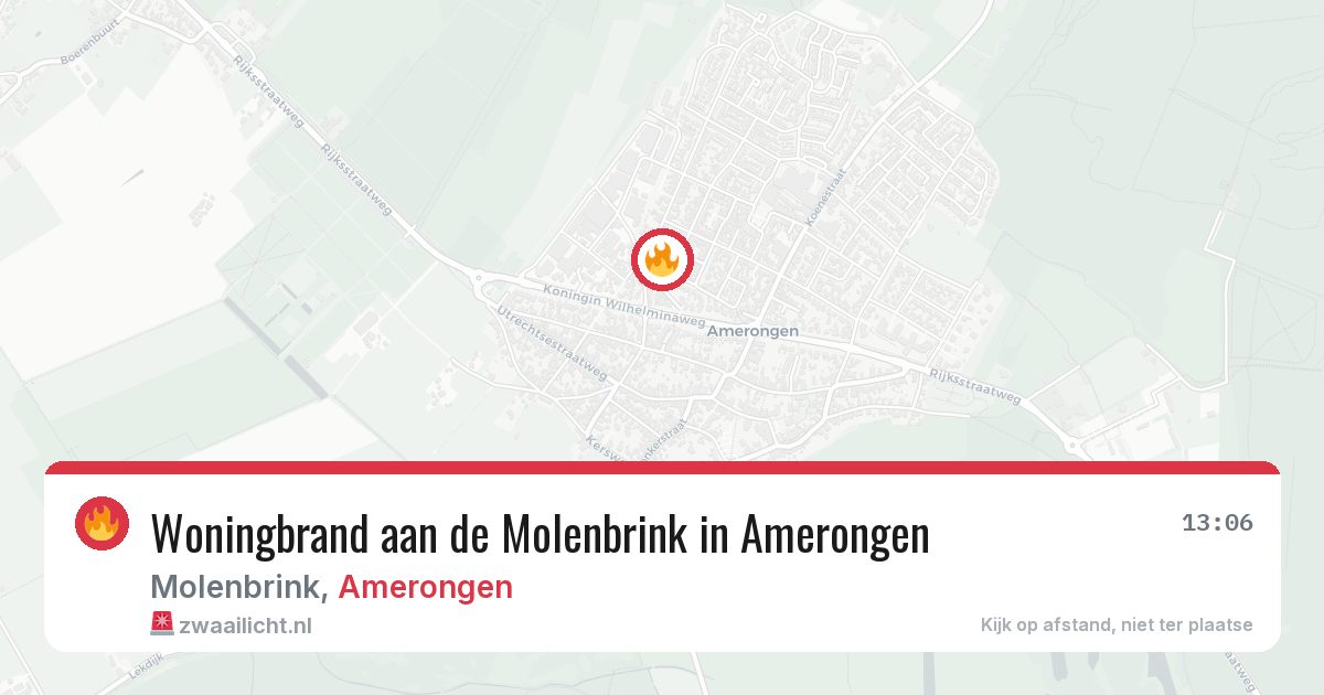 Woningbrand aan de Molenbrink in Amerongen — 24 feb 2026