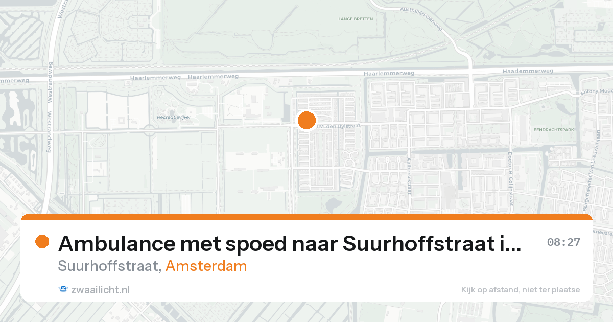 Ambulance met spoed naar Suurhoffstraat in Amsterdam — 23 aug 2026