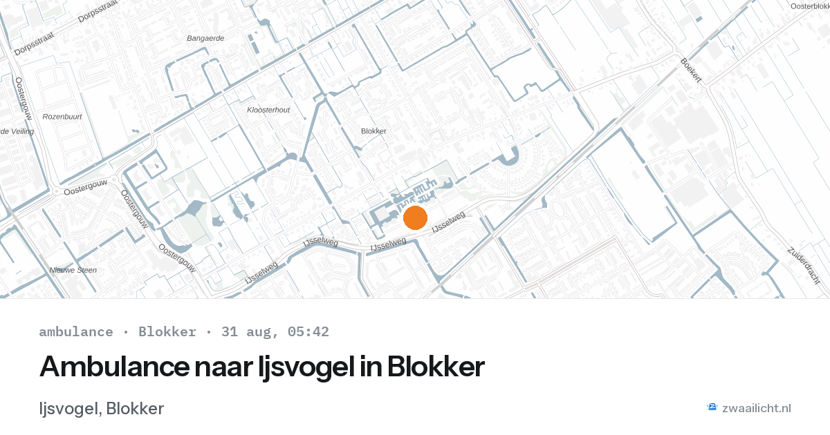 Ambulance naar Ijsvogel in Blokker — 31 aug 2026