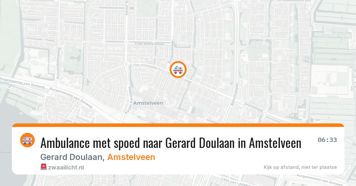 Ambulance met spoed naar Gerard Doulaan in Amstelveen — 13 aug 2026