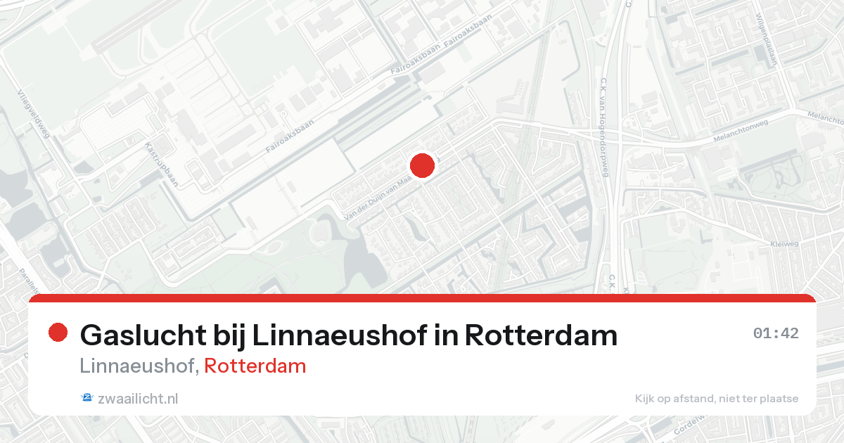 Gaslucht bij Linnaeushof in Rotterdam — 23 aug 2026