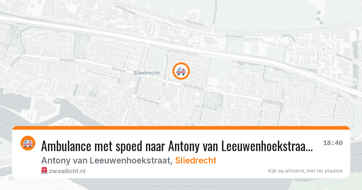 Ambulance met spoed naar Antony van Leeuwenhoekstraat in Sliedrecht — 11 aug 2026