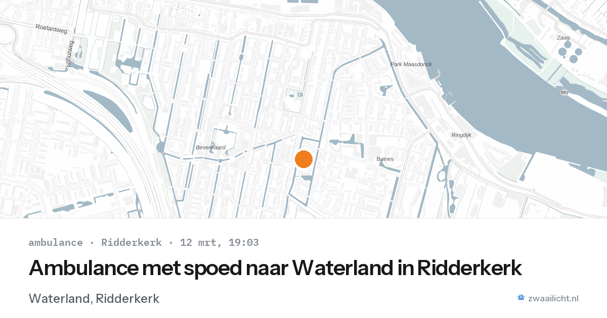 Ambulance met spoed naar Waterland in Ridderkerk — 12 mrt 2026