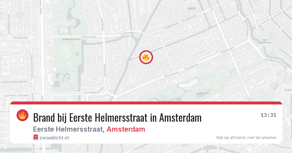 Brand bij Eerste Helmersstraat in Amsterdam — 25 mrt 2026