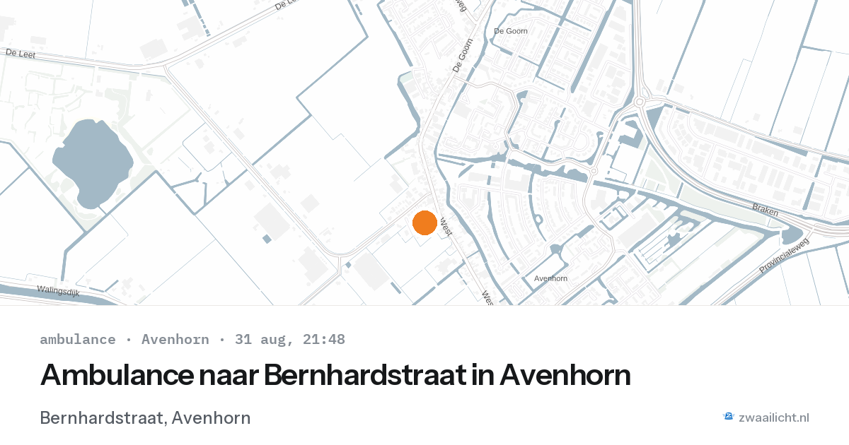 Ambulance naar Bernhardstraat in Avenhorn — 31 aug 2026