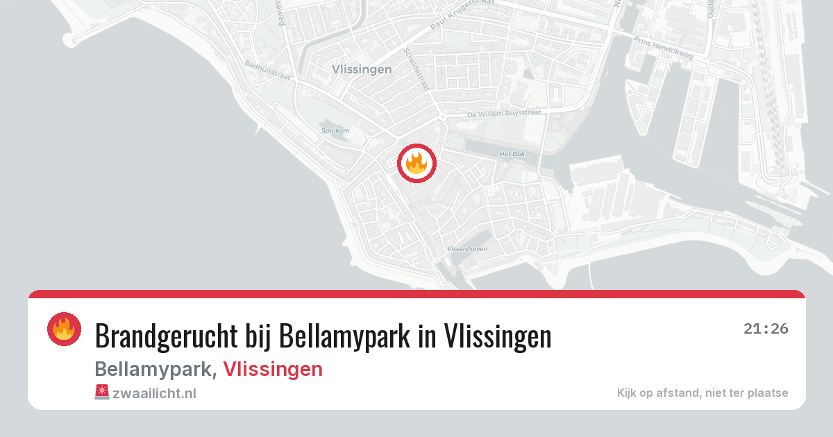 Brandgerucht bij Bellamypark in Vlissingen — 19 jun 2026