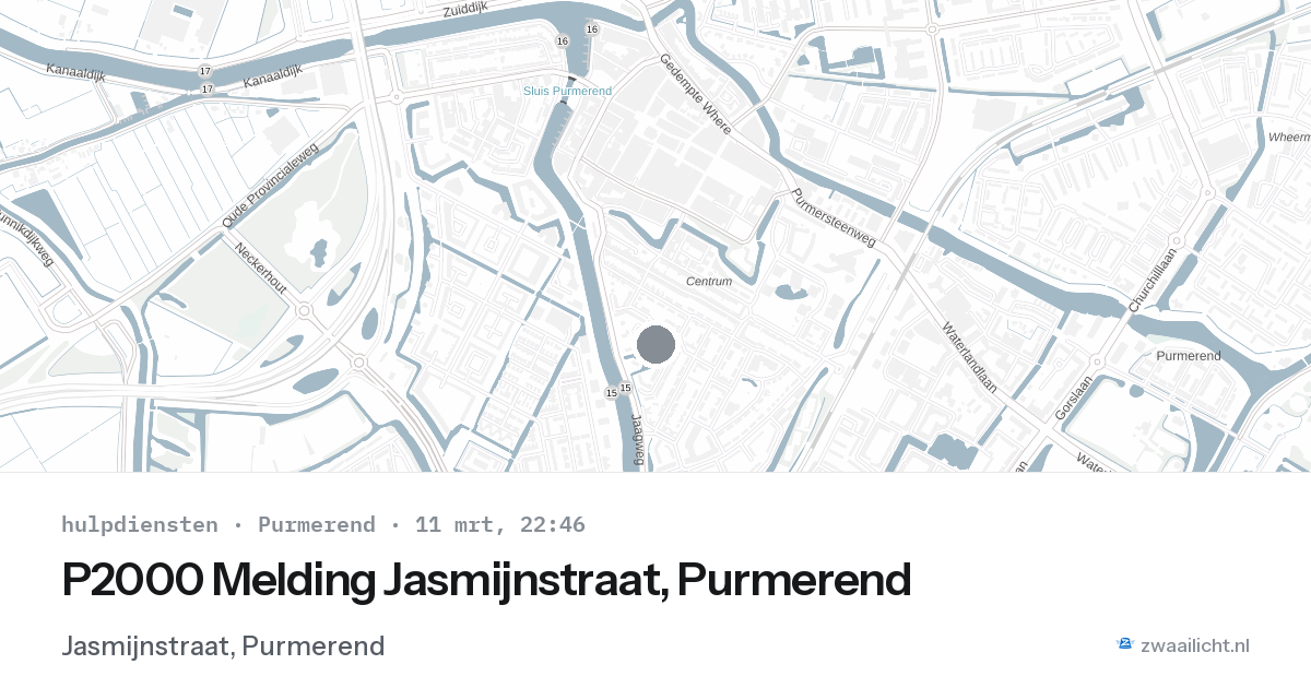 P2000 Melding Jasmijnstraat, Purmerend — 11 mrt 2026