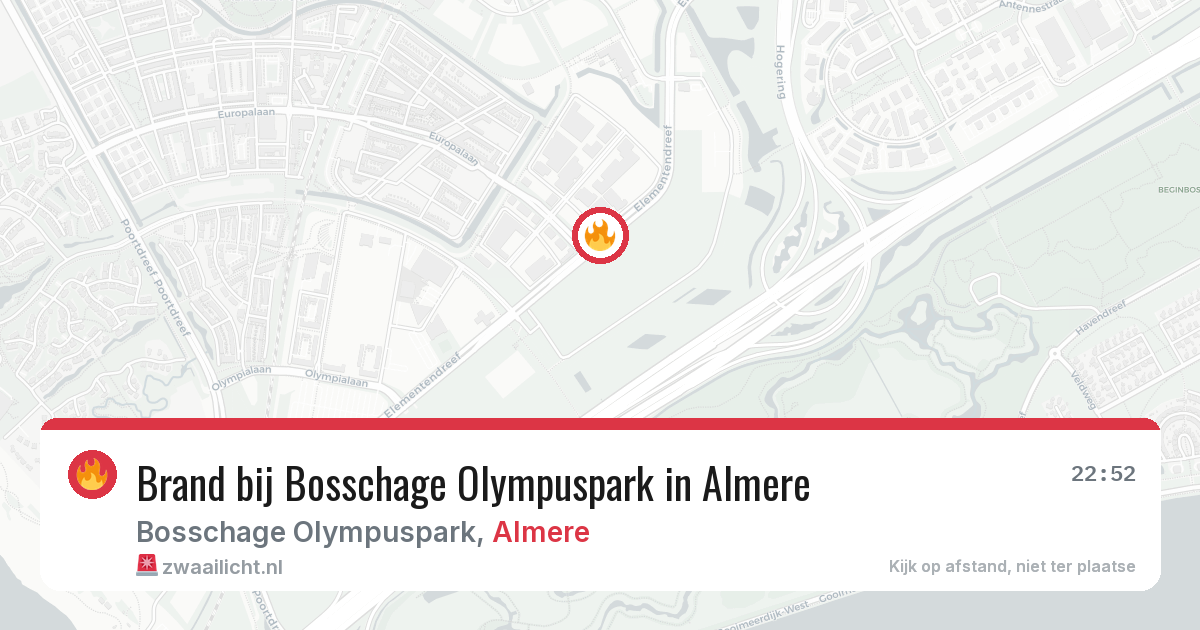 Brand bij Bosschage Olympuspark in Almere — 26 jun 2026