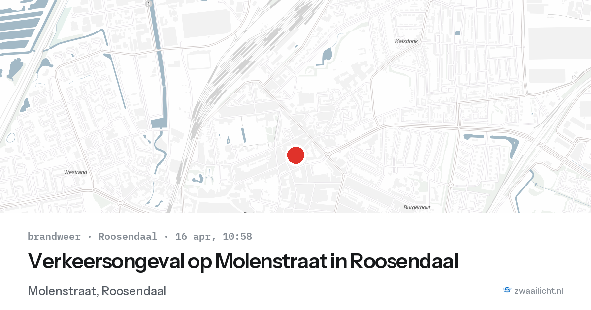 Verkeersongeval op Molenstraat in Roosendaal — 16 apr 2026