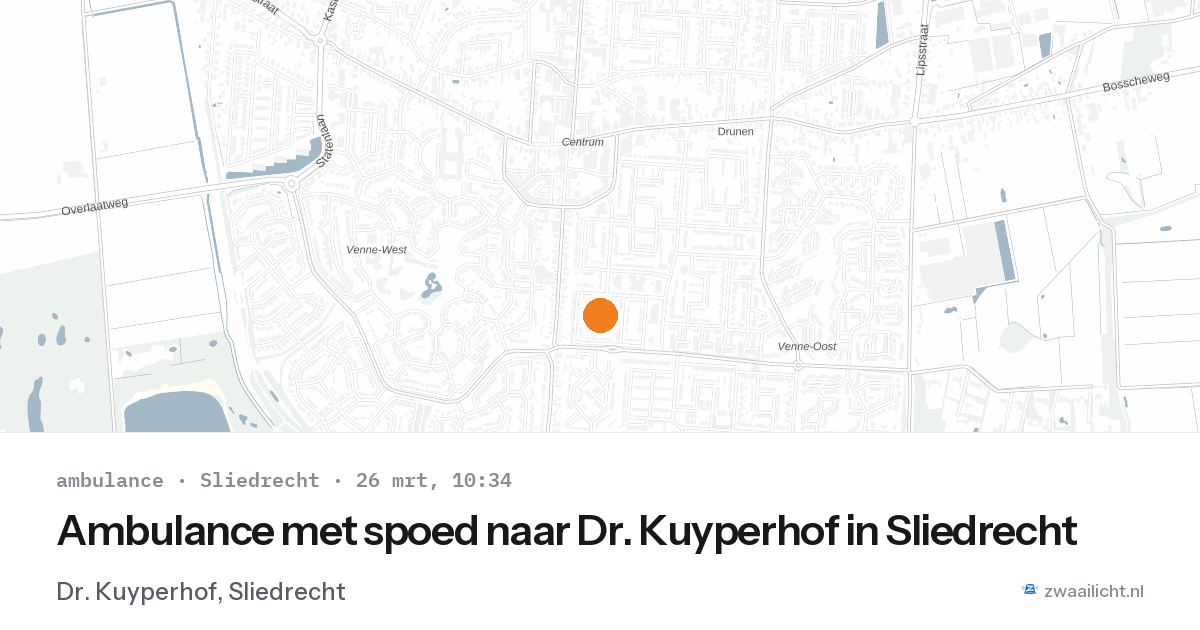 Ambulance met spoed naar Dr. Kuyperhof in Sliedrecht — 26 mrt 2026