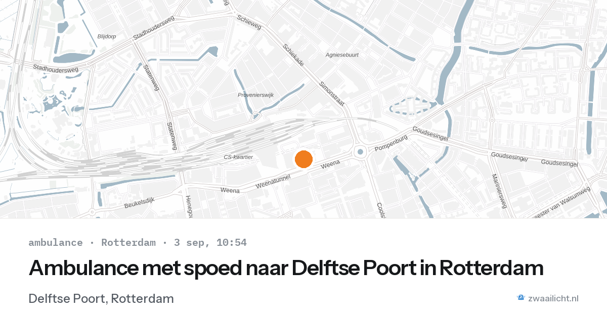 Ambulance met spoed naar Delftse Poort in Rotterdam — 3 sep 2026