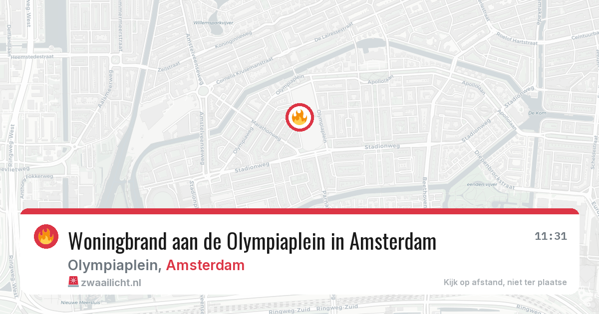 Woningbrand aan de Olympiaplein in Amsterdam — 26 jun 2026