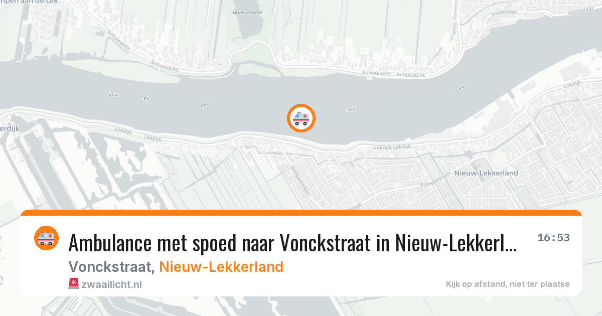 Ambulance met spoed naar Vonckstraat in Nieuw-Lekkerland — 10 mei 2026