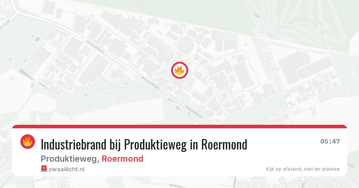 Industriebrand bij Produktieweg in Roermond — 14 jun 2026
