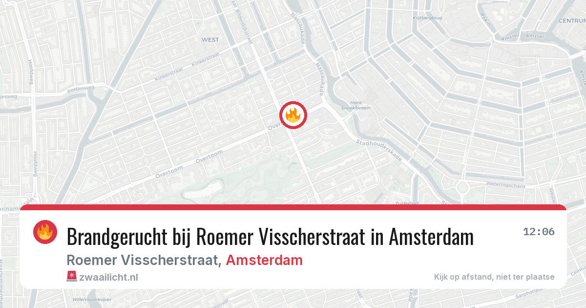 Brandgerucht bij Roemer Visscherstraat in Amsterdam — 22 jun 2026