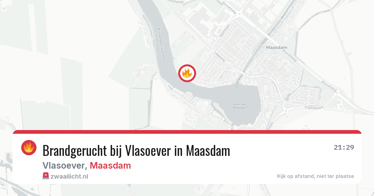 Brandgerucht bij Vlasoever in Maasdam — 19 jun 2026