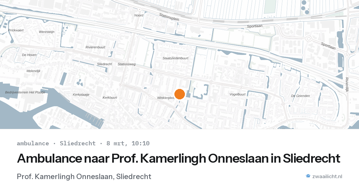 Ambulance naar Prof. Kamerlingh Onneslaan in Sliedrecht — 8 mrt 2026