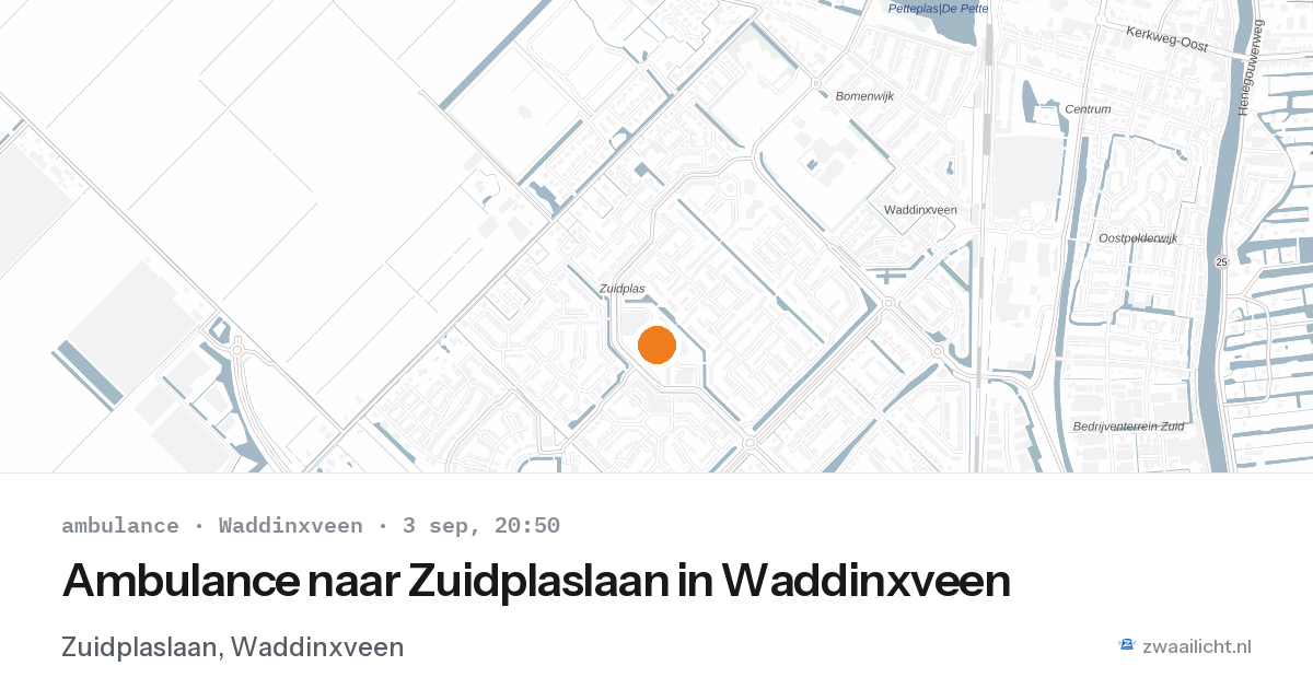 Ambulance naar Zuidplaslaan in Waddinxveen — 3 sep 2026