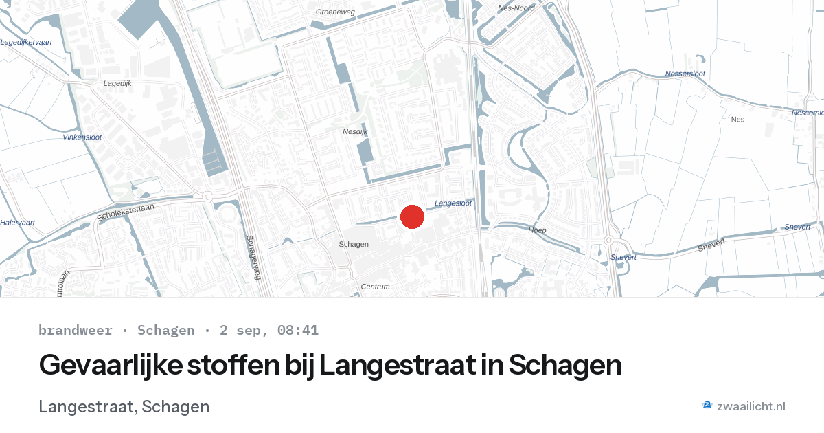 Gevaarlijke stoffen bij Langestraat in Schagen — 2 sep 2026