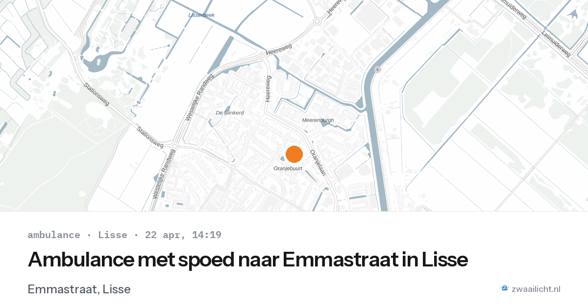 Ambulance met spoed naar Emmastraat in Lisse — 22 apr 2026