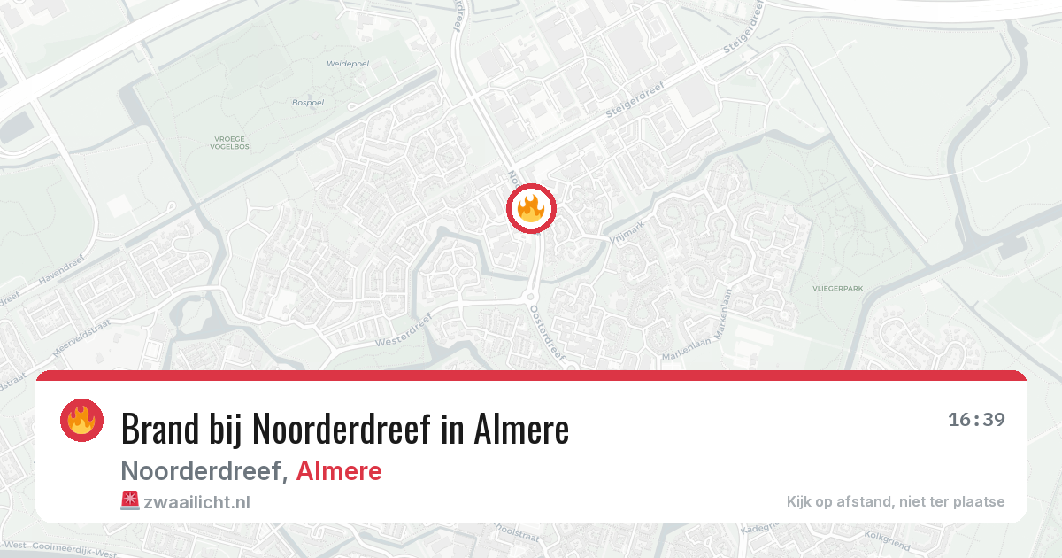 Brand bij Noorderdreef in Almere — 7 aug 2026