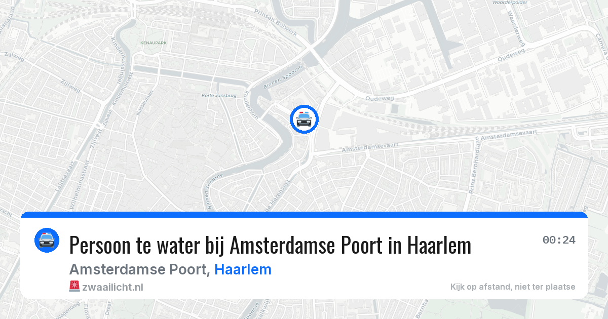 Persoon te water bij Amsterdamse Poort in Haarlem — 31 mrt 2026