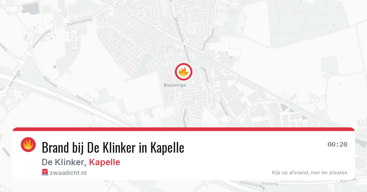 Brand bij De Klinker in Kapelle — 25 jul 2026