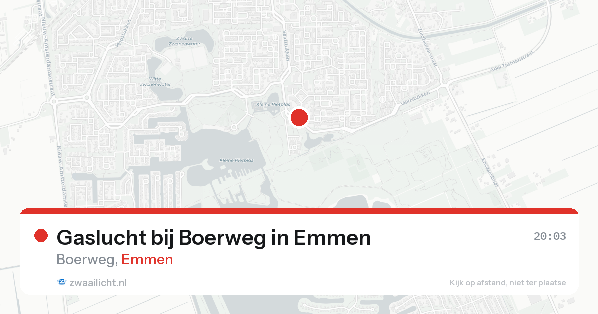 Gaslucht bij Boerweg in Emmen — 20 aug 2026