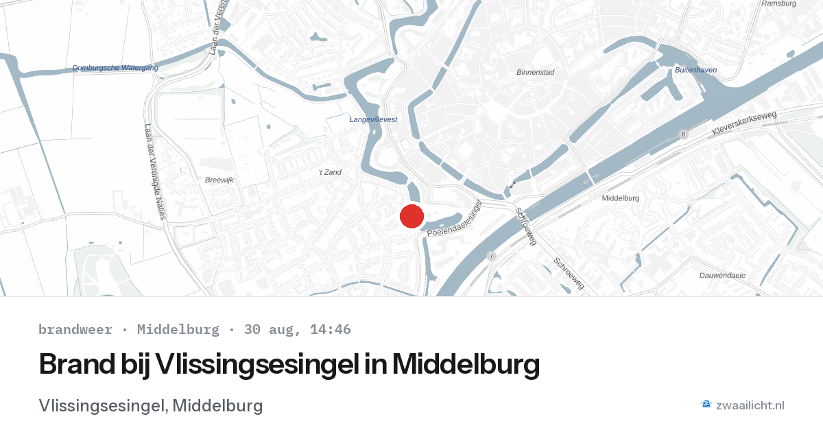 Brand bij Vlissingsesingel in Middelburg — 30 aug 2026