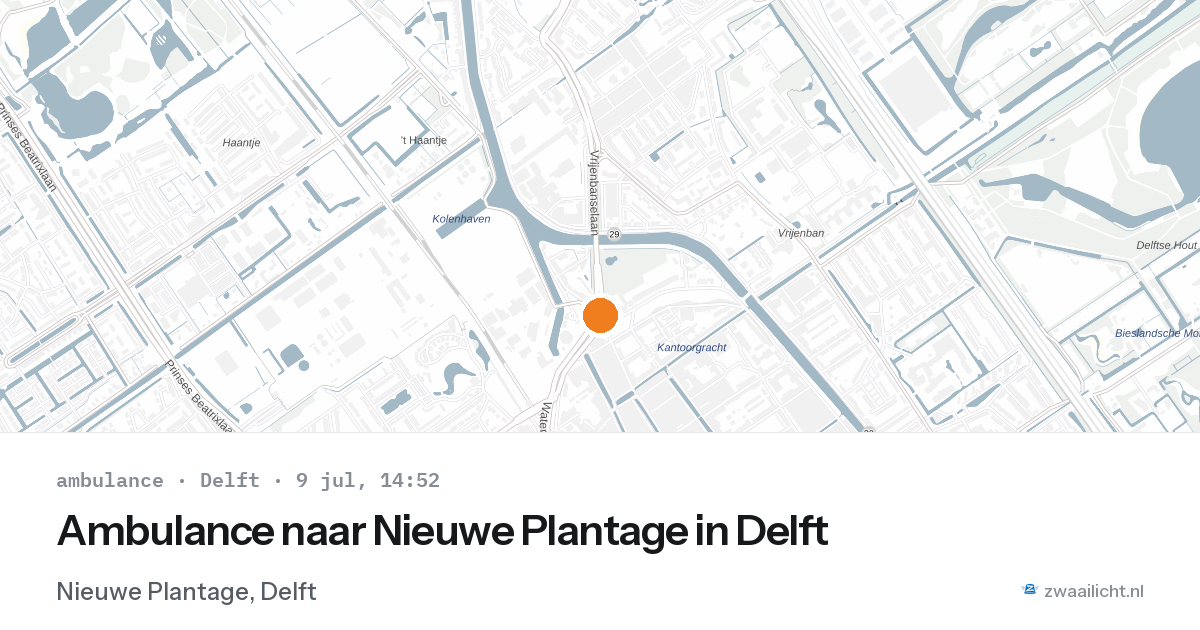 Ambulance naar Nieuwe Plantage in Delft — 9 jul 2026