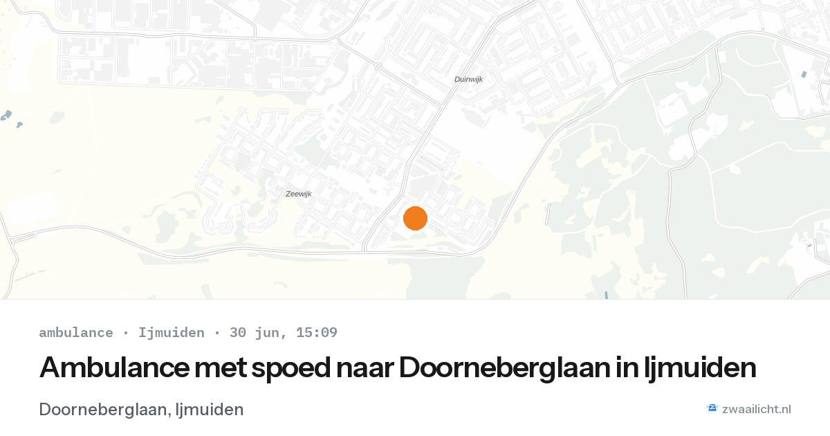 Ambulance met spoed naar Doorneberglaan in Ijmuiden — 30 jun 2026