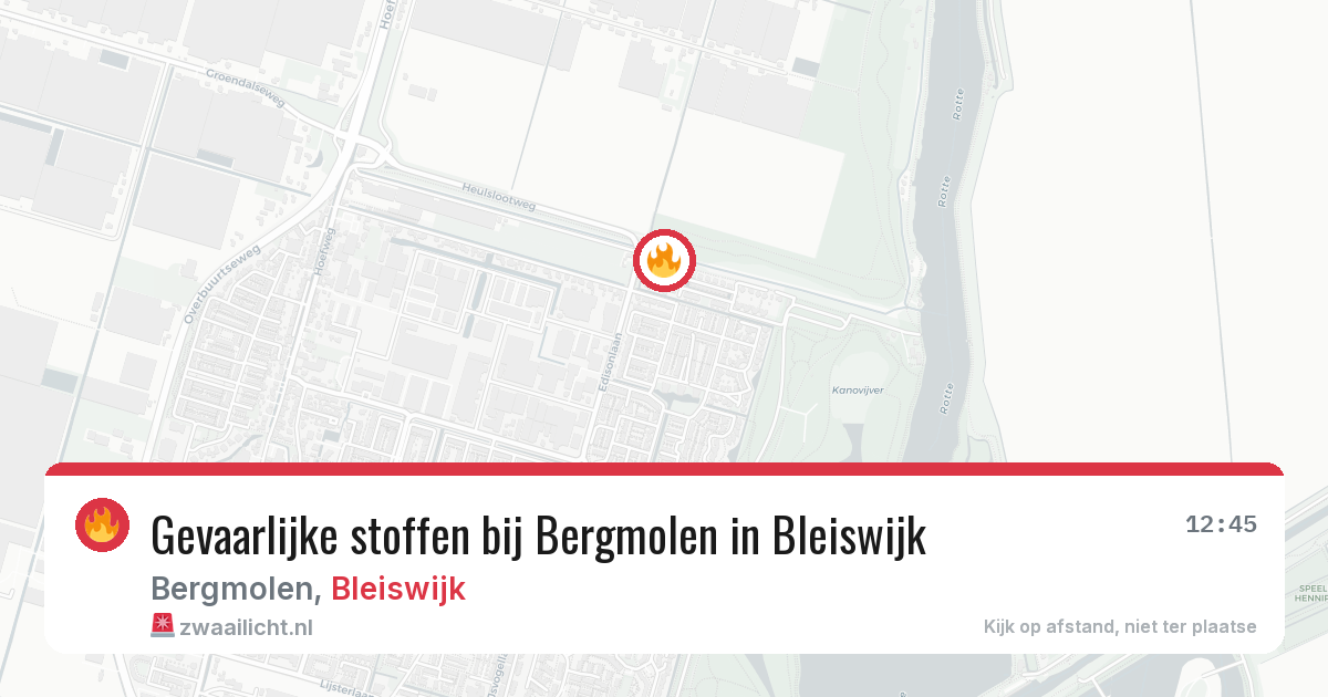 Gevaarlijke stoffen bij Bergmolen in Bleiswijk — 13 aug 2026