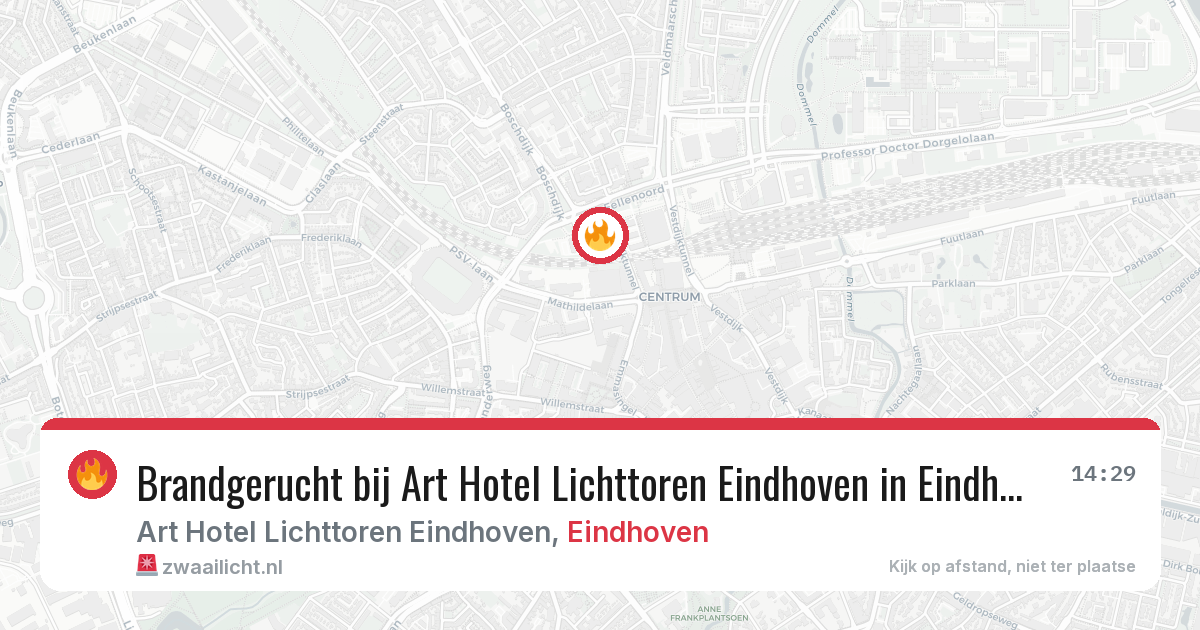 Brandgerucht bij Art Hotel Lichttoren Eindhoven in Eindhoven — 3 mrt 2026