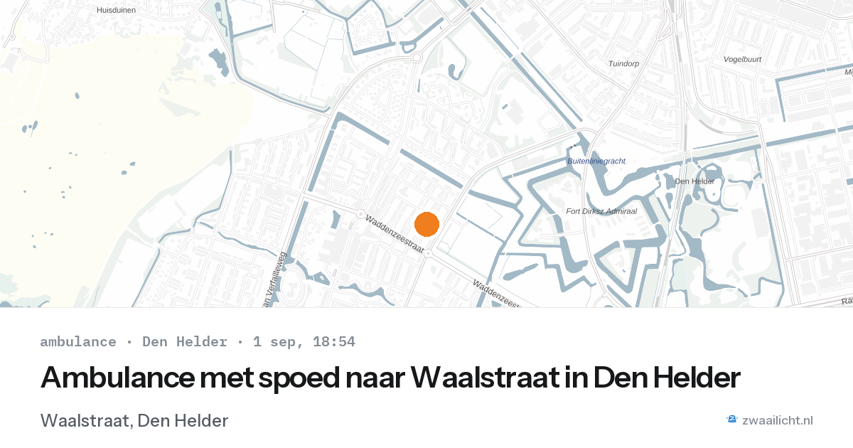 Ambulance met spoed naar Waalstraat in Den Helder — 1 sep 2026