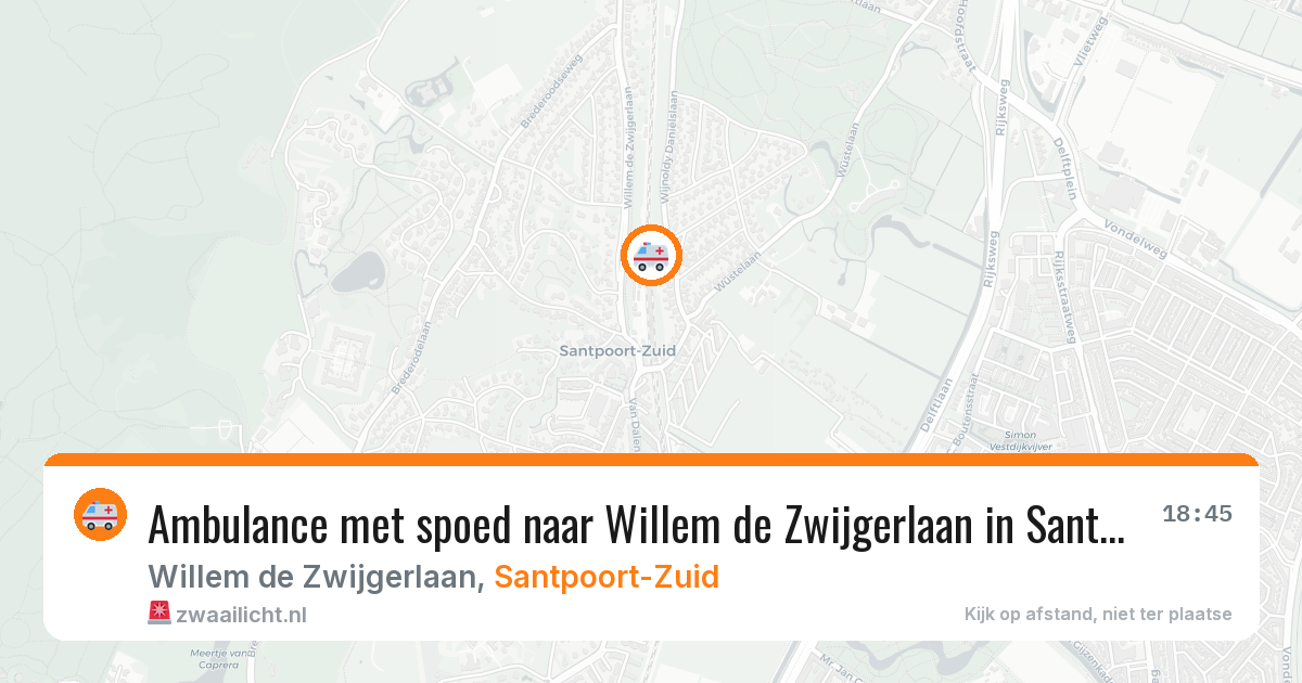 Ambulance met spoed naar Willem de Zwijgerlaan in Santpoort-Zuid — 26 mrt 2026