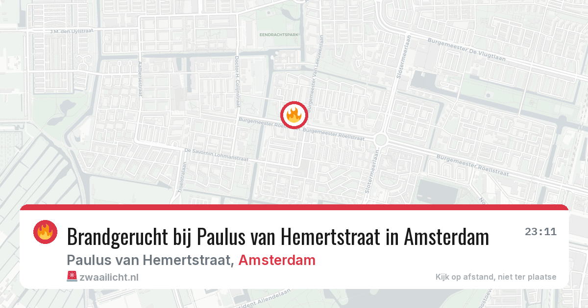 Brandgerucht bij Paulus van Hemertstraat in Amsterdam — 9 jul 2026