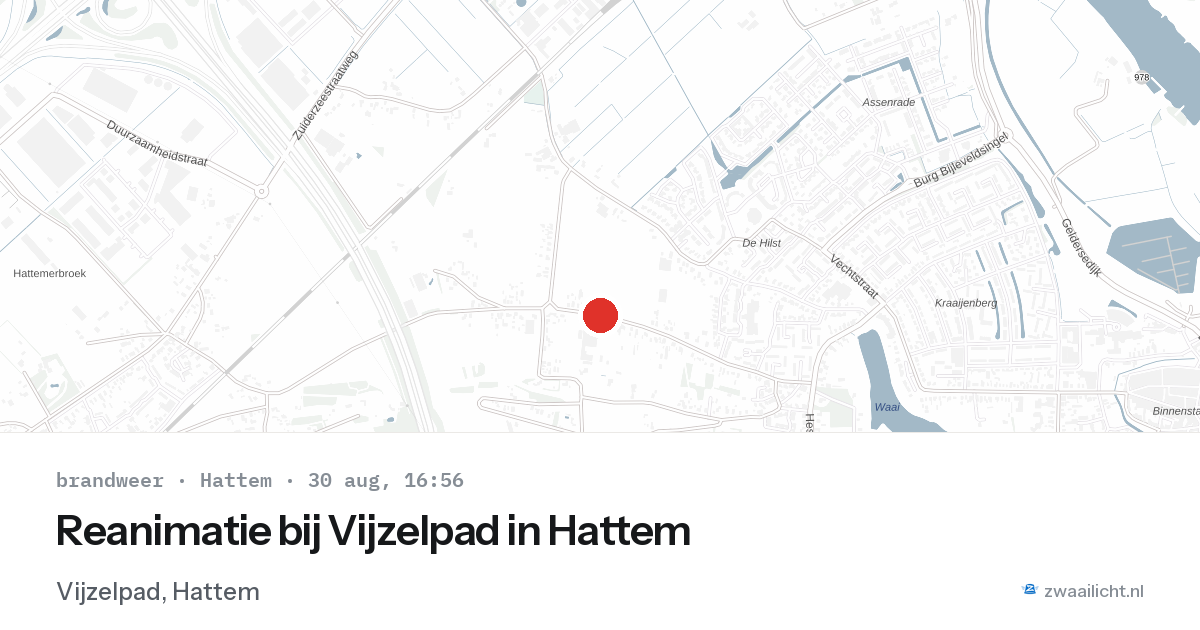Reanimatie bij Vijzelpad in Hattem — 30 aug 2026