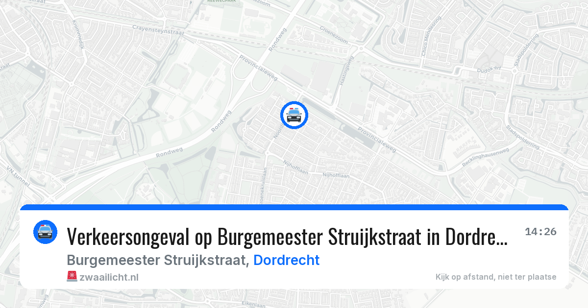 Verkeersongeval op Burgemeester Struijkstraat in Dordrecht — 12 aug 2026