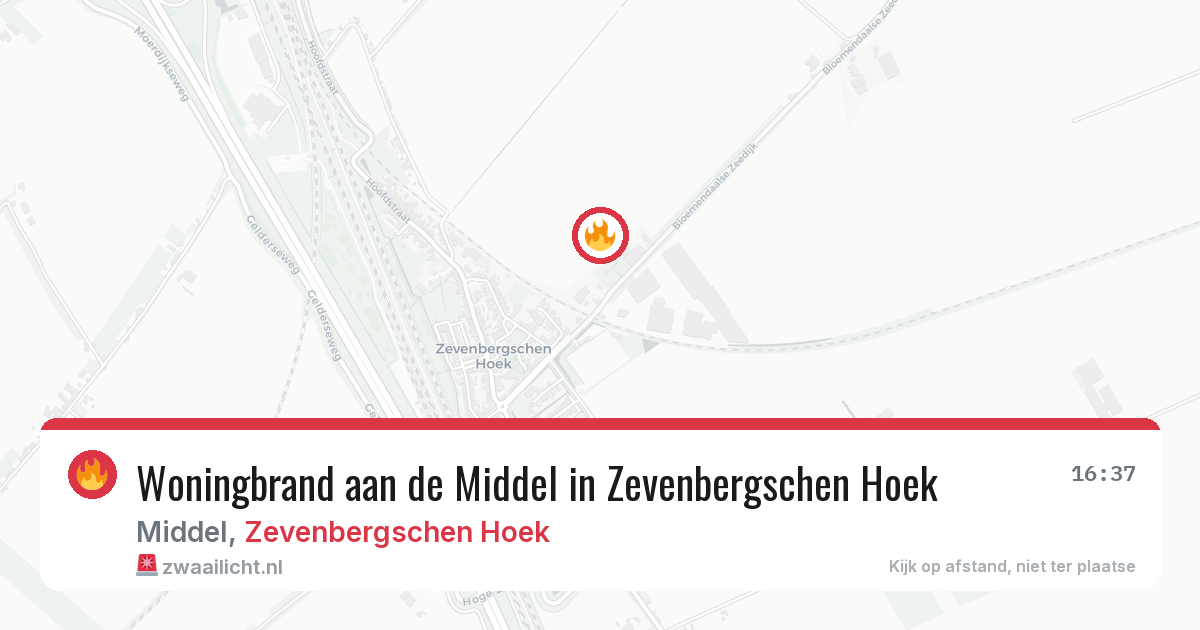 Woningbrand aan de Middel in Zevenbergschen Hoek — 22 apr 2026