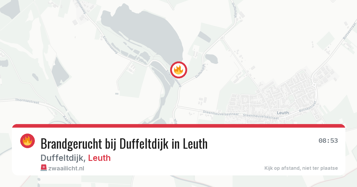 Brandgerucht bij Duffeltdijk in Leuth — 23 apr 2026