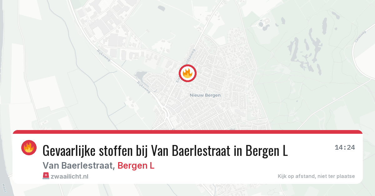 Gevaarlijke stoffen bij Van Baerlestraat in Bergen L — 13 jun 2026