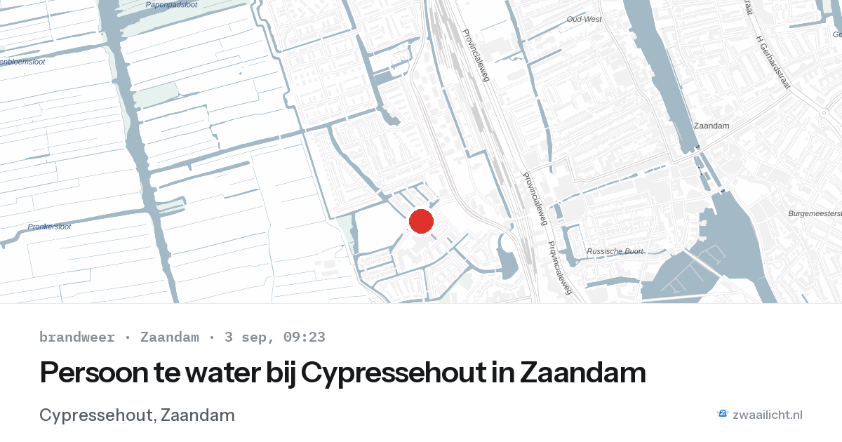Persoon te water bij Cypressehout in Zaandam — 3 sep 2026
