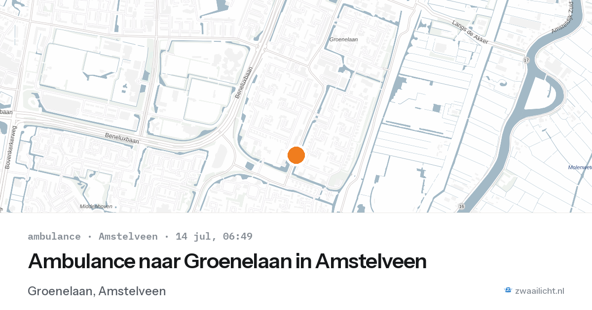 Ambulance naar Groenelaan in Amstelveen — 14 jul 2026