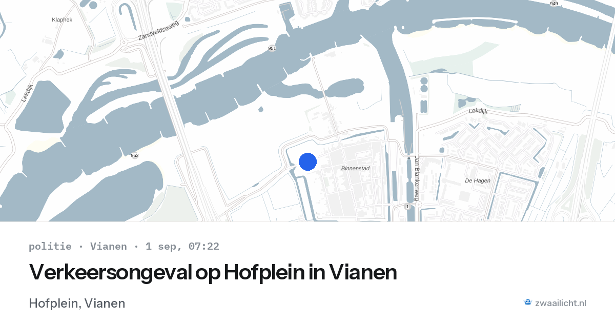 Verkeersongeval op Hofplein in Vianen — 1 sep 2026
