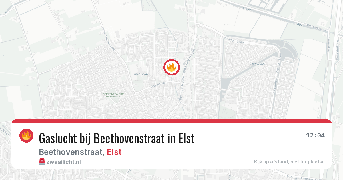 Gaslucht bij Beethovenstraat in Elst — 24 jun 2026