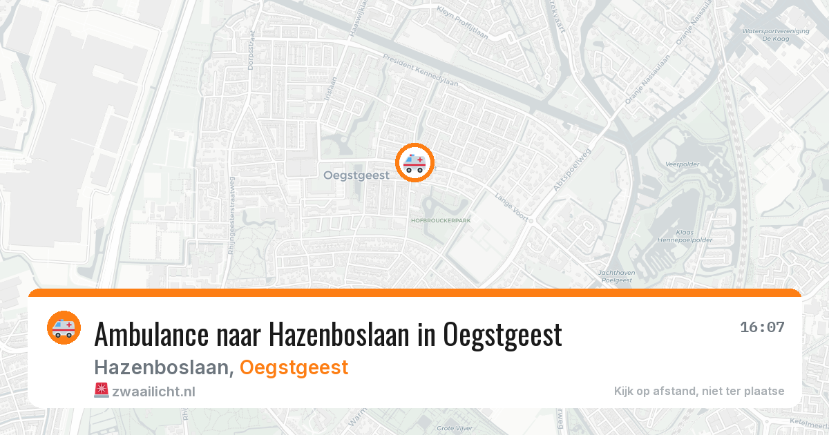 Ambulance naar Hazenboslaan in Oegstgeest — 8 aug 2026