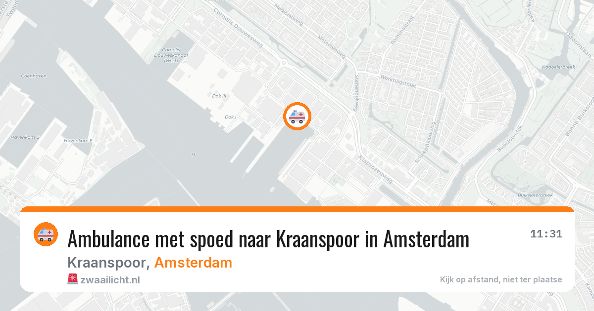 Ambulance met spoed naar Kraanspoor in Amsterdam — 11 aug 2026